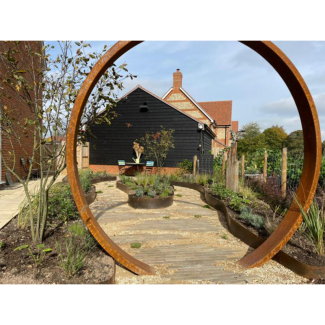 Corten Steel Helix Moongate Ring