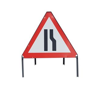 Road Narrows Metal Sign
