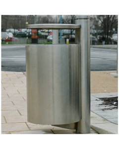 Edelstahl-Mülleimer mit Stahlsockel 75 Liter