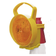 Nissen LED Hazard Warning Lamp attached to traffic cone with integrated cone bracket.