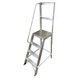 Aluminium Machine Single Sided Stepladder with single handrail.