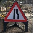 Road Narrows Street Works Sign
