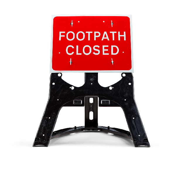 Quickfit frame with road closed sign