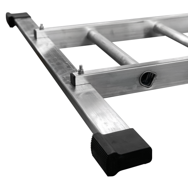 Industrial Aluminium Single Extension Ladder close up.