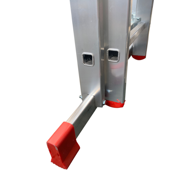 Double Extension Home Ladder feet side close up.