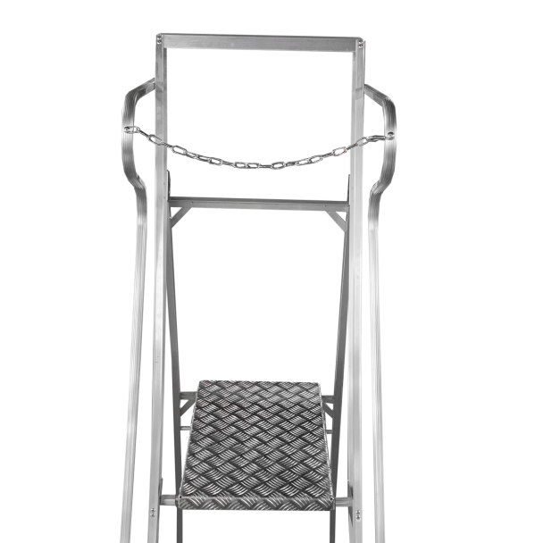 Wide Aluminium Stepladder top close up.