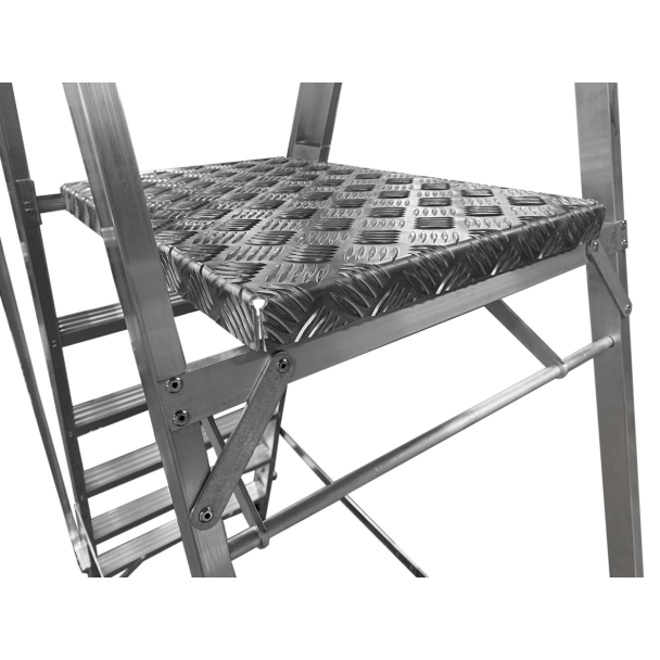 Wide Aluminium Stepladder platform close up.