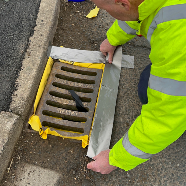 Drain Protector being installed