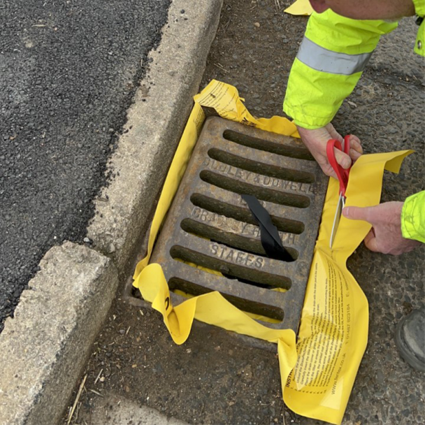Drain Protector being installed