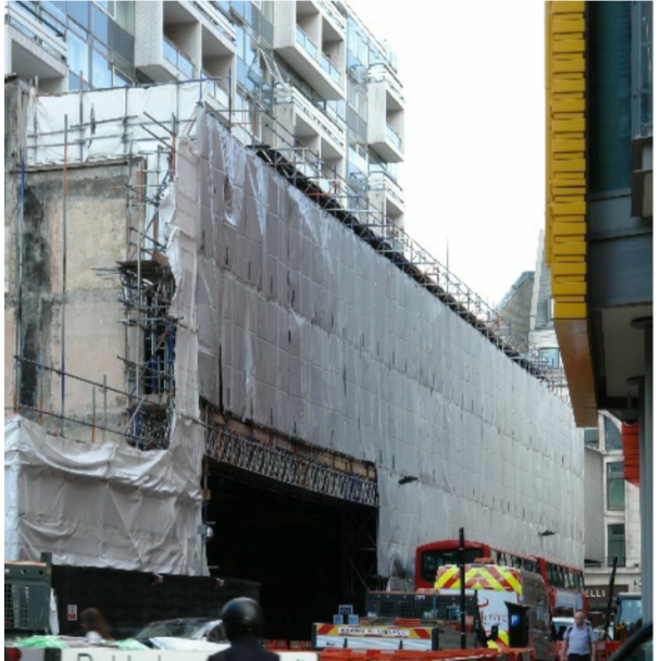 Scaffold acoustic sheeting fixed upon scaffolding
