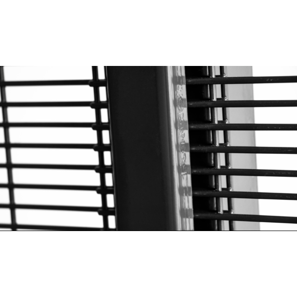 Zoomed in black security fence