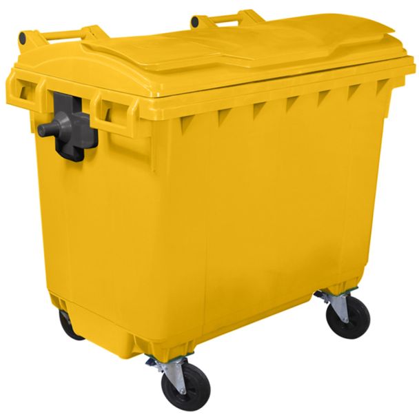 Yellow 660 Litre Wheelie Bin
