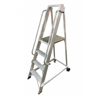 Robuste Industrie-Lagerleiter mit Handläufen Robuste Industrie-Lagerleiter mit Handläufen